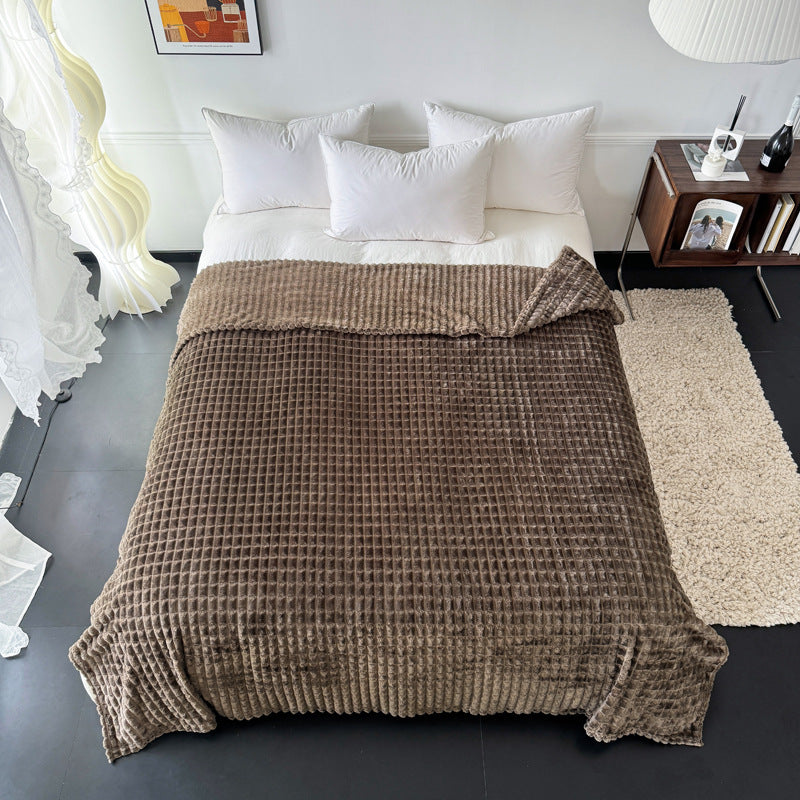 Fluffy flannel throw blanket, solid color, various sizes