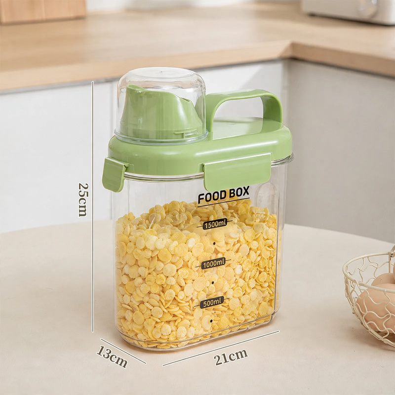 Airtight storage container made of plastic, 1–2 L