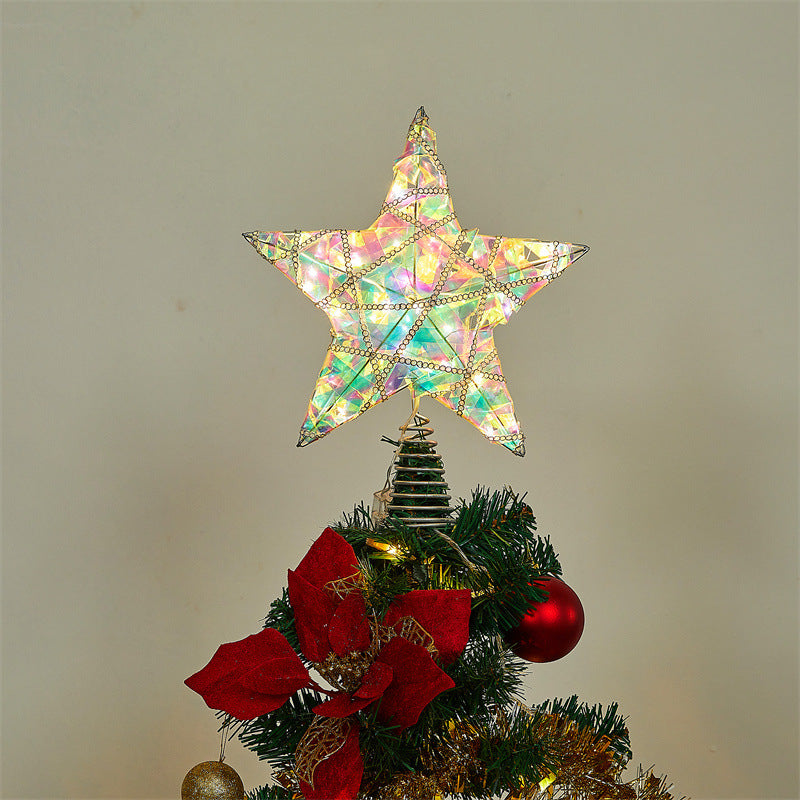 LED Christmas tree topper star, wire mesh