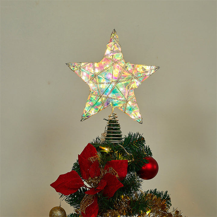 LED Christmas tree topper star, wire mesh