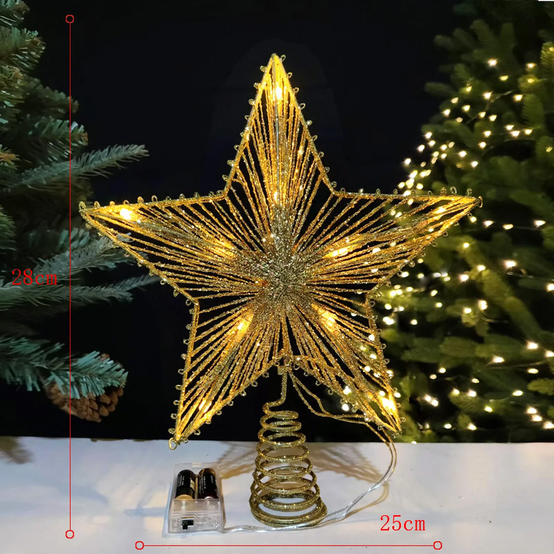 Illuminated Christmas tree star made of iron
