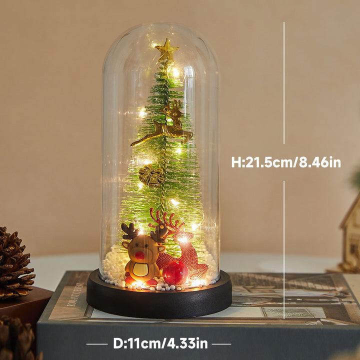 Mini Christmas tree in acrylic bell, illuminated, 13.5-21.5 cm