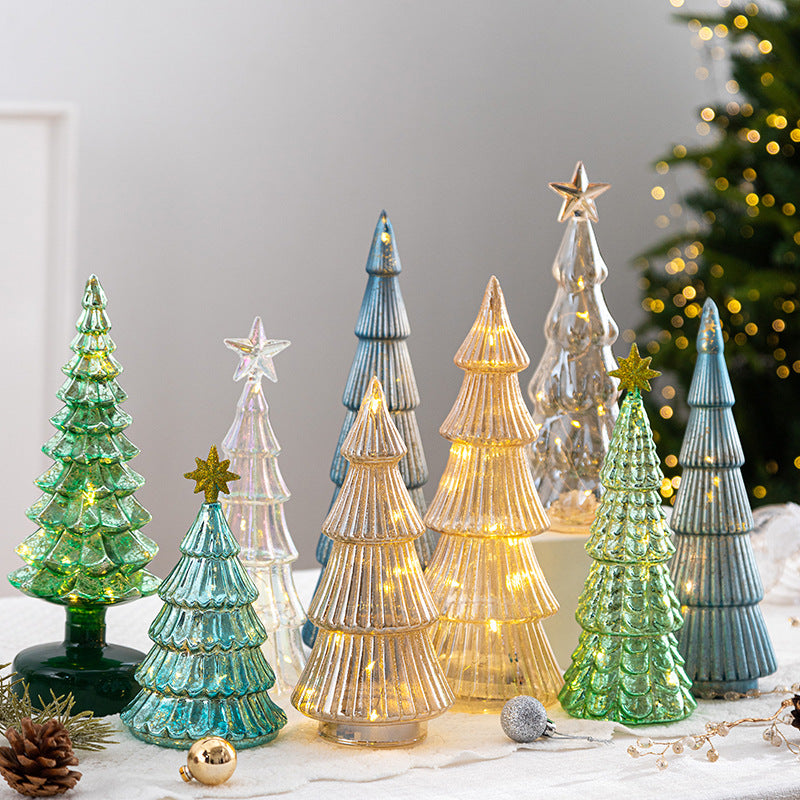 Glass Christmas tree decoration, illuminated