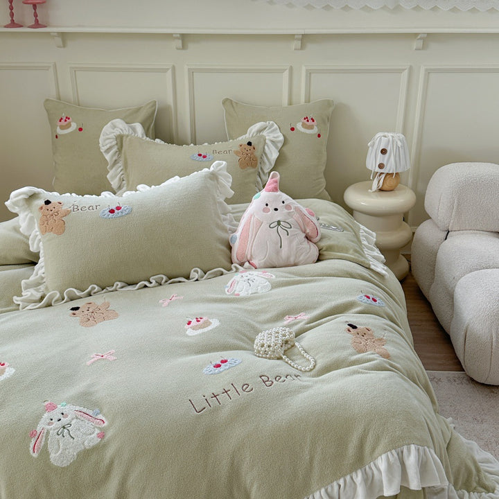 Playful children's bedding set, milk fiber fleece, soft