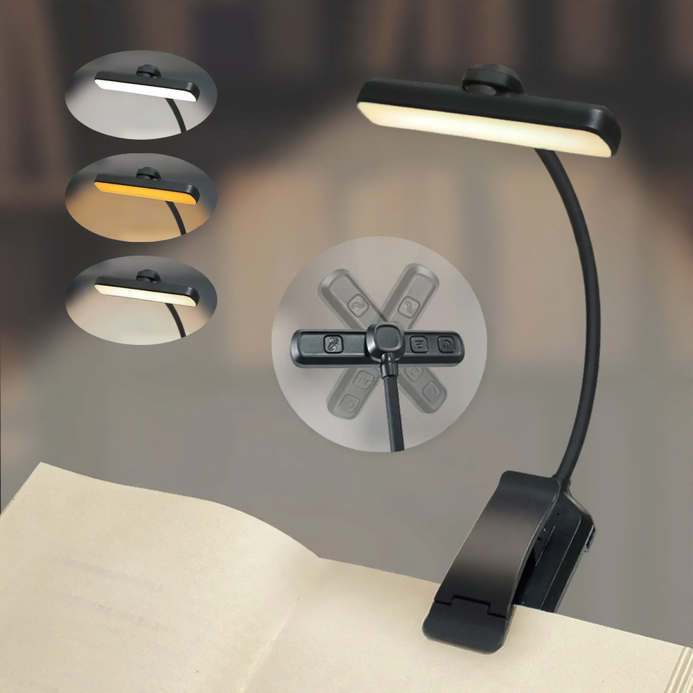 LED clamp lamp with 3 color temperatures, 1000 mAh