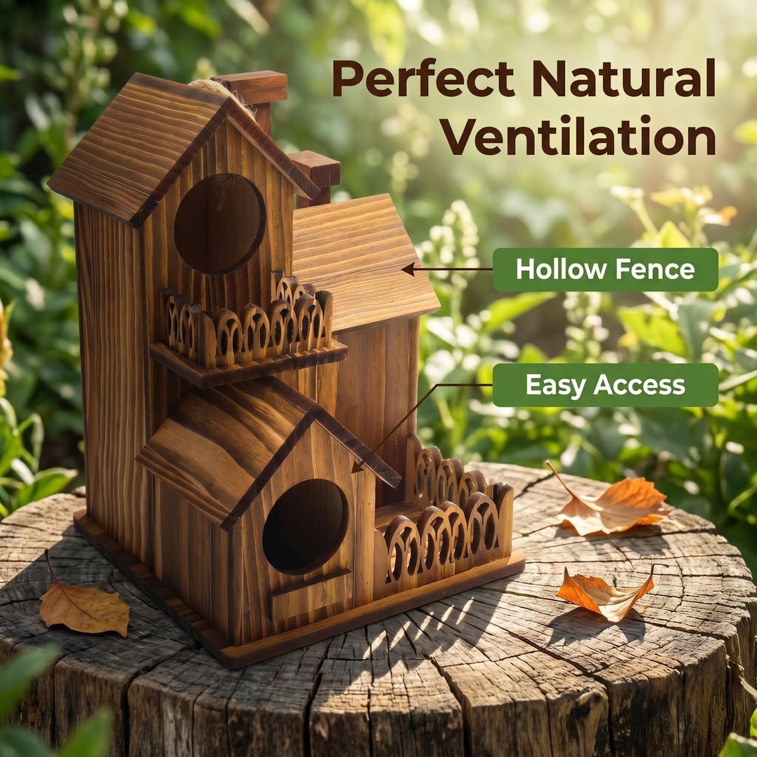 Wooden birdhouse for the garden, hanging