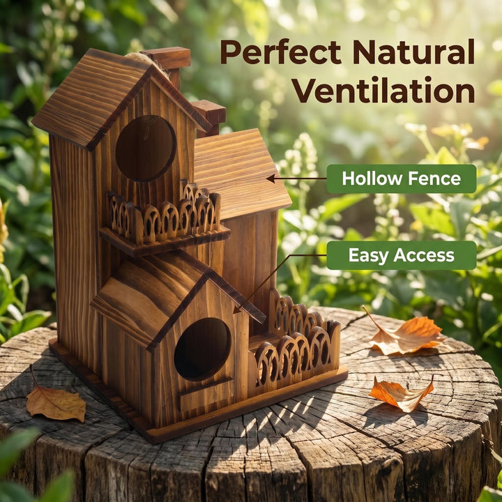 Wooden birdhouse for the garden, hanging