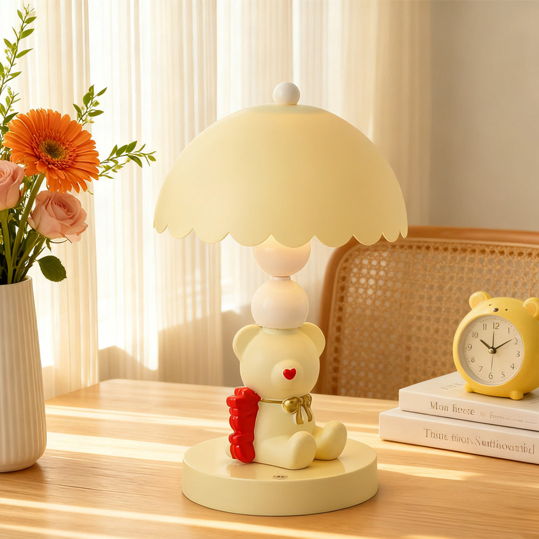 Bow Teddy Bear Table Lamp for Kids Room