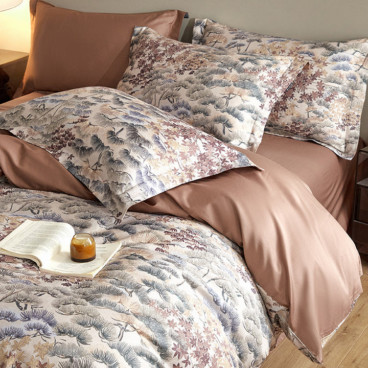Cotton bedding set, 4-piece, digital print, country style