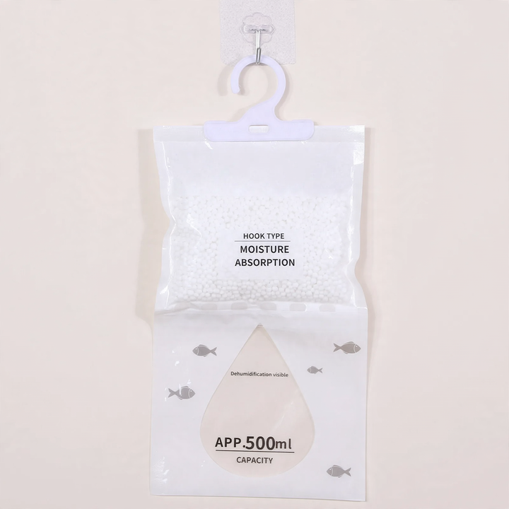 Hanging dehumidifier bag for small rooms