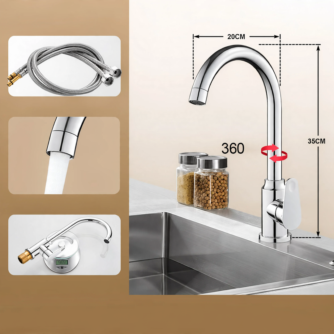 Kitchen faucet stainless steel 304, single lever mixer tap