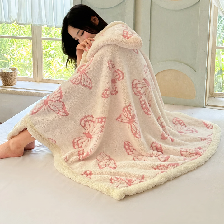 Hooded blanket made of coral fleece