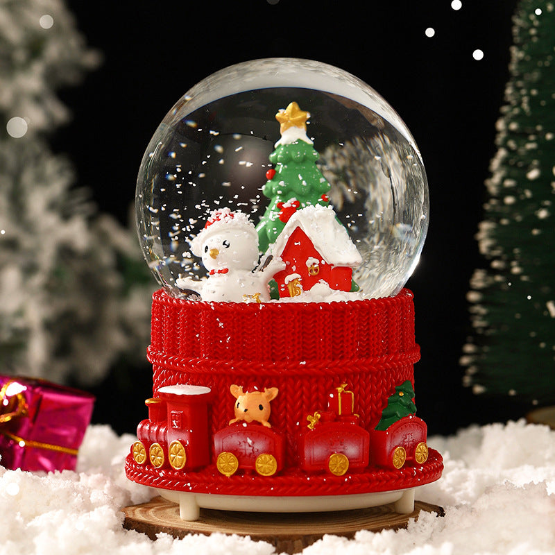 Christmas snow globe with music and light