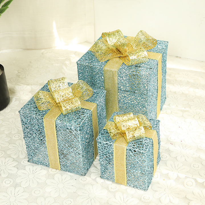 Illuminated Christmas Gift Box Set made of Iron