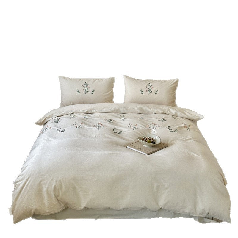 Linen-Cotton-Bedding-Set, embroidered, 4-piece