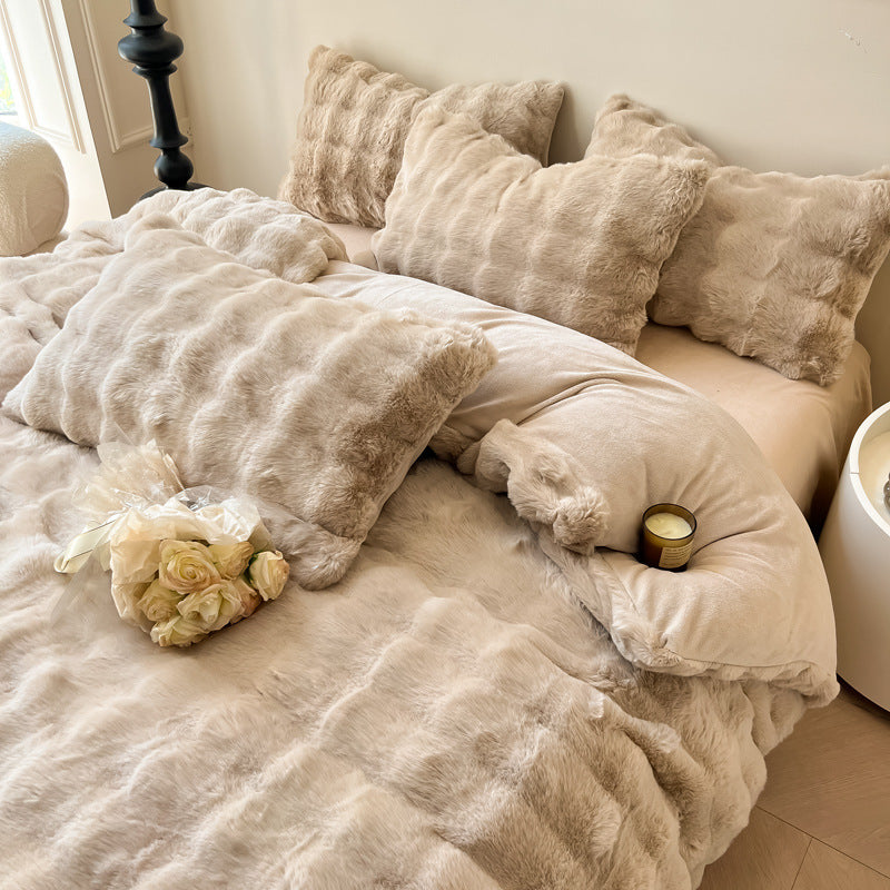 Winter bedding set made of thick milk fiber fleece