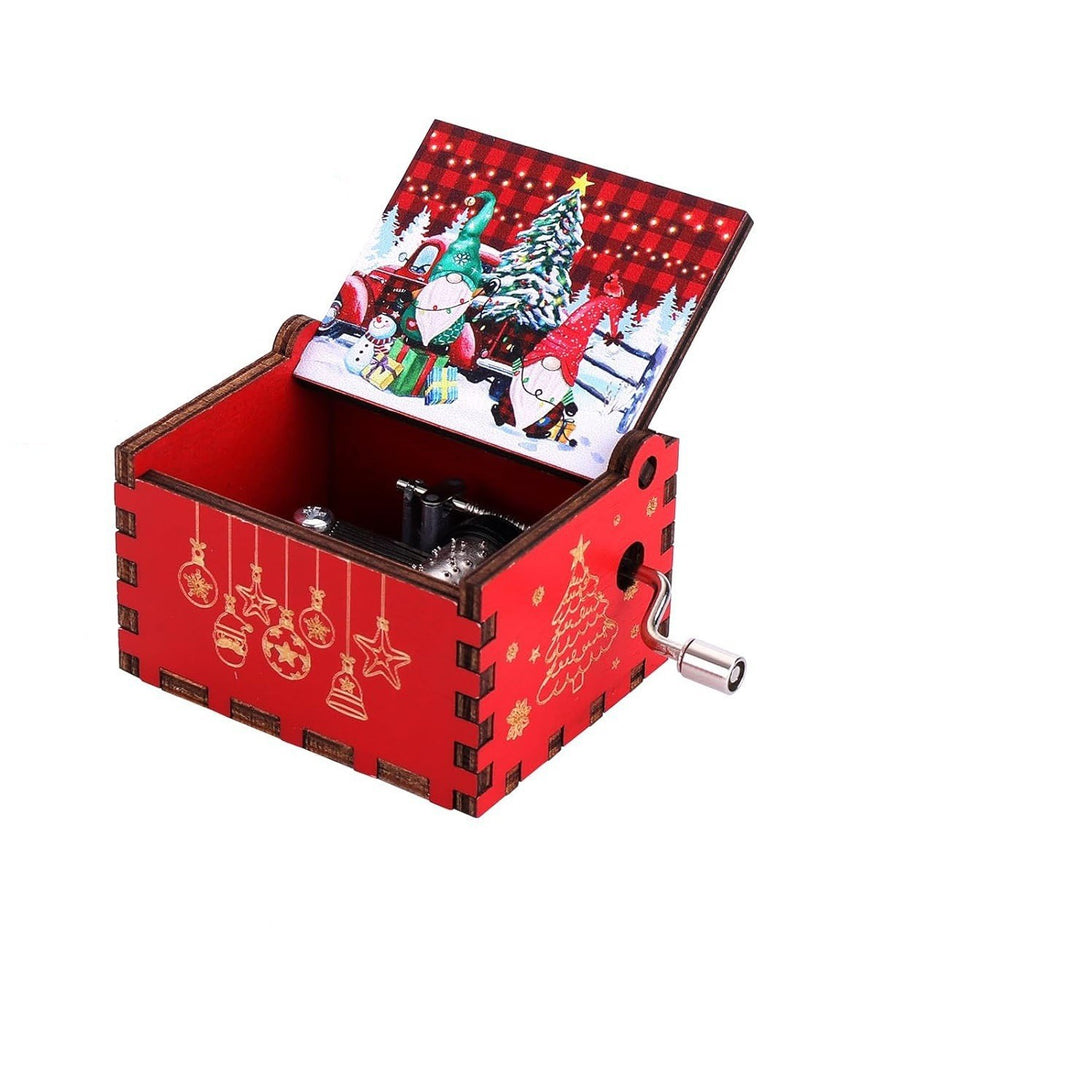 Decorative wooden music box with Christmas motifs