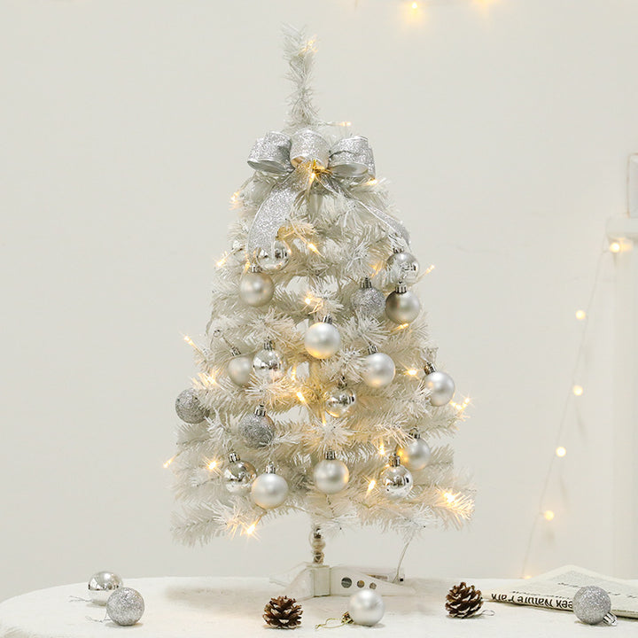 White mini Christmas tree with ornaments, 45 cm or 60 cm