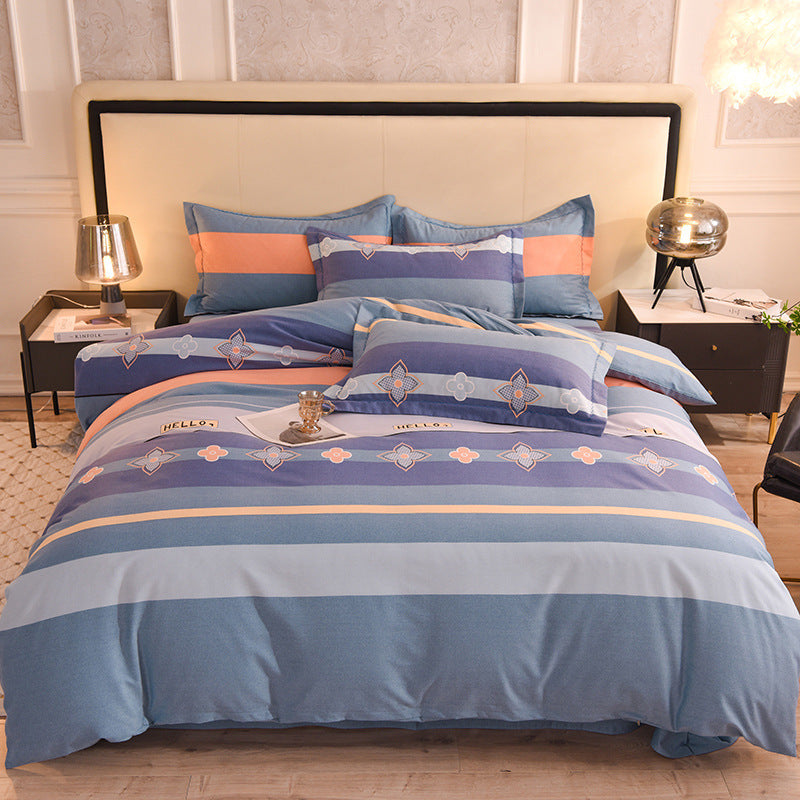 Duvet cover set made of brushed cotton, printed