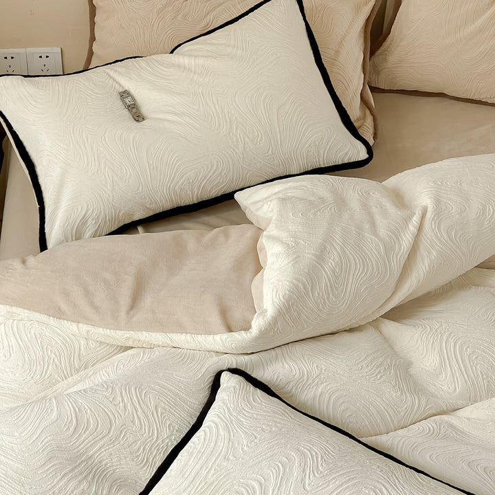 Quilted milk fiber fleece bedding set, extra thick