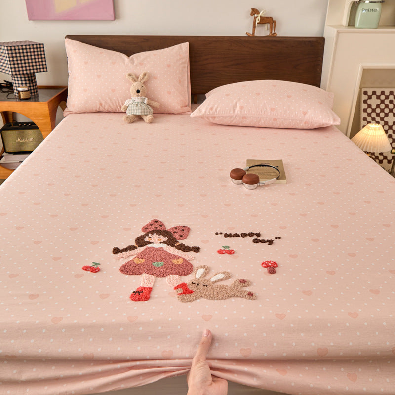 Cotton fitted sheet set with cartoon designs