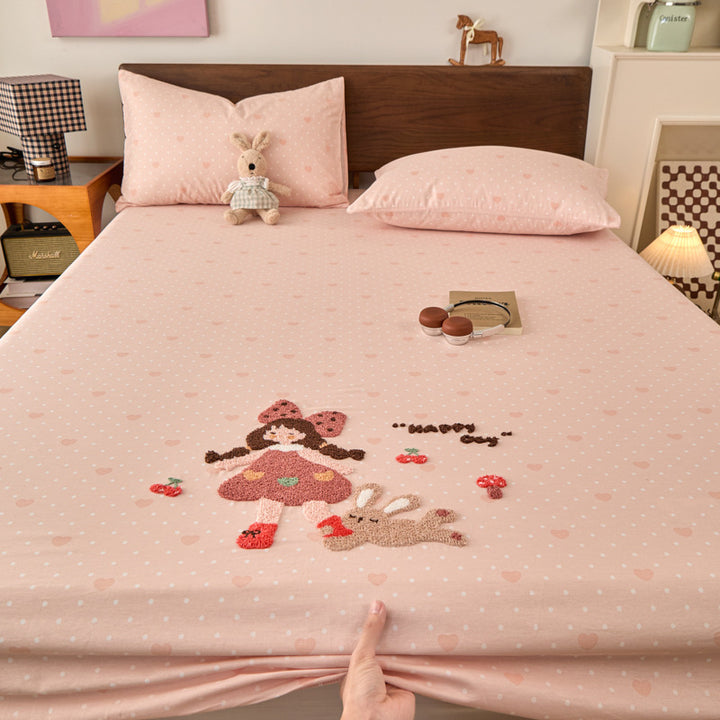 Cotton fitted sheet set with cartoon designs