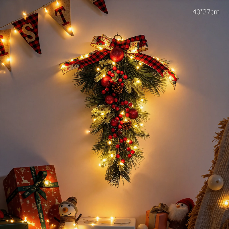 Decorative Christmas wreath with pine needles and pine branches