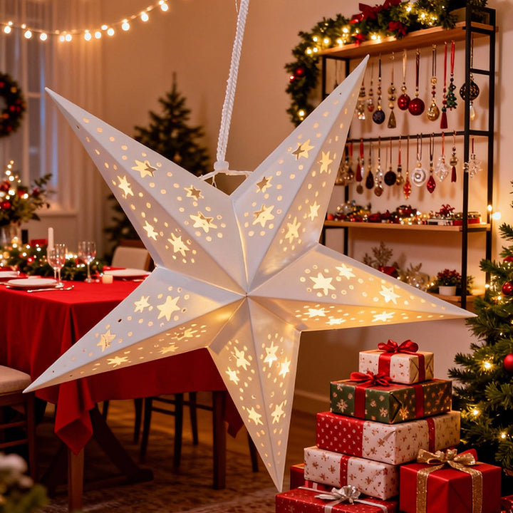 Decorative 3D paper star with laser effect