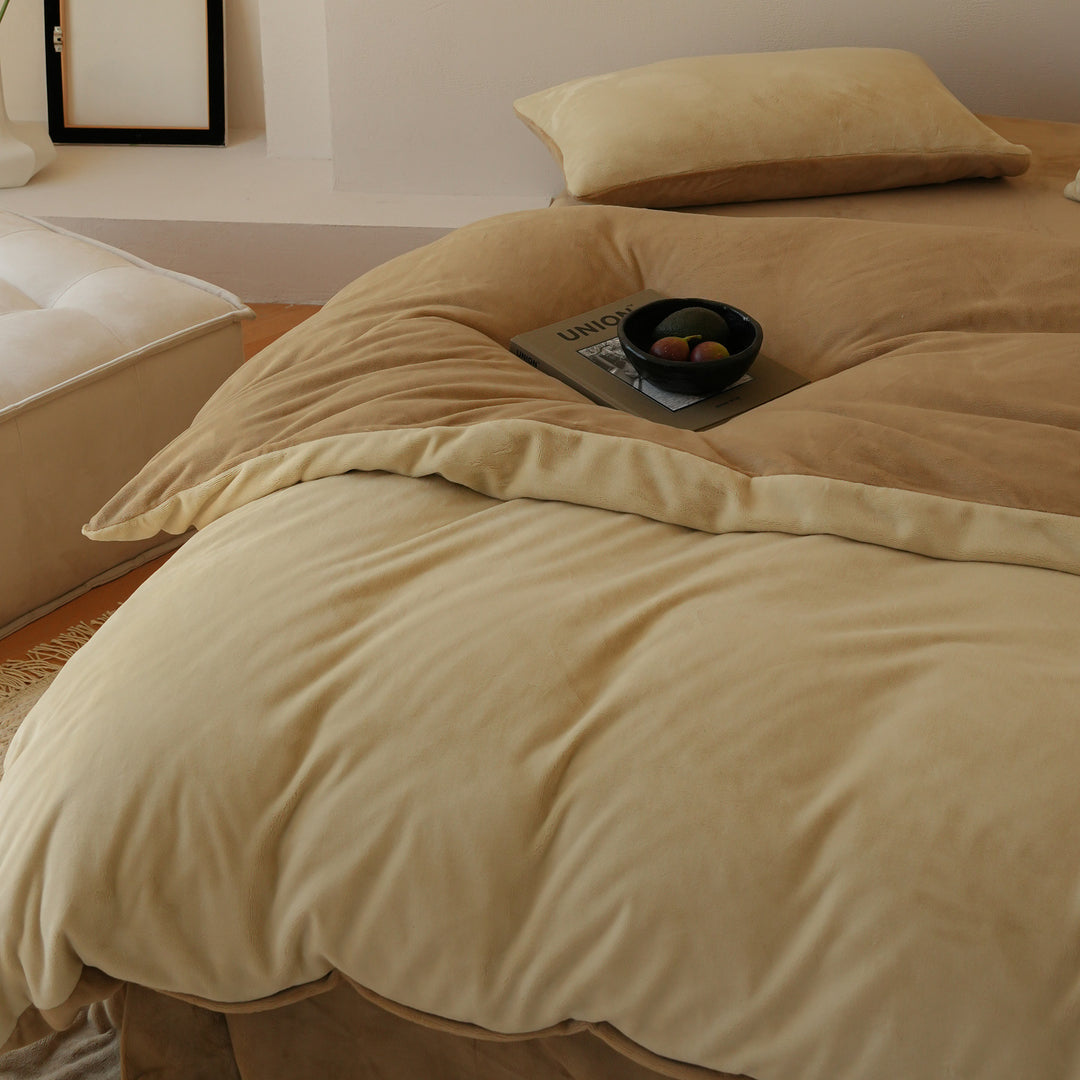 Milk fiber bedding set, 4-piece, winter, solid color