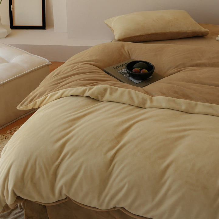 Milk fiber bedding set, 4-piece, winter, solid color