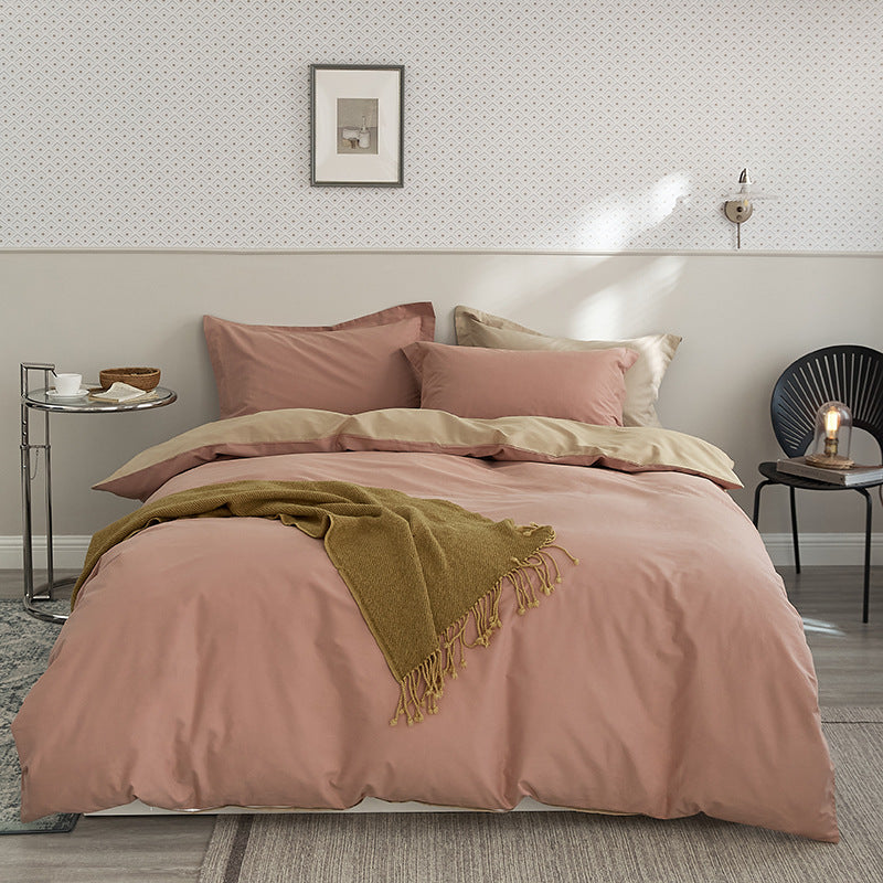 Bedding set, 4-piece, cotton, flock print