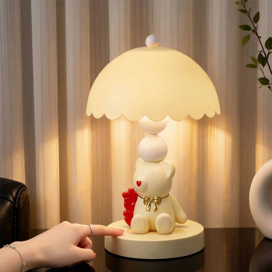 Bow Teddy Bear Table Lamp for Kids Room