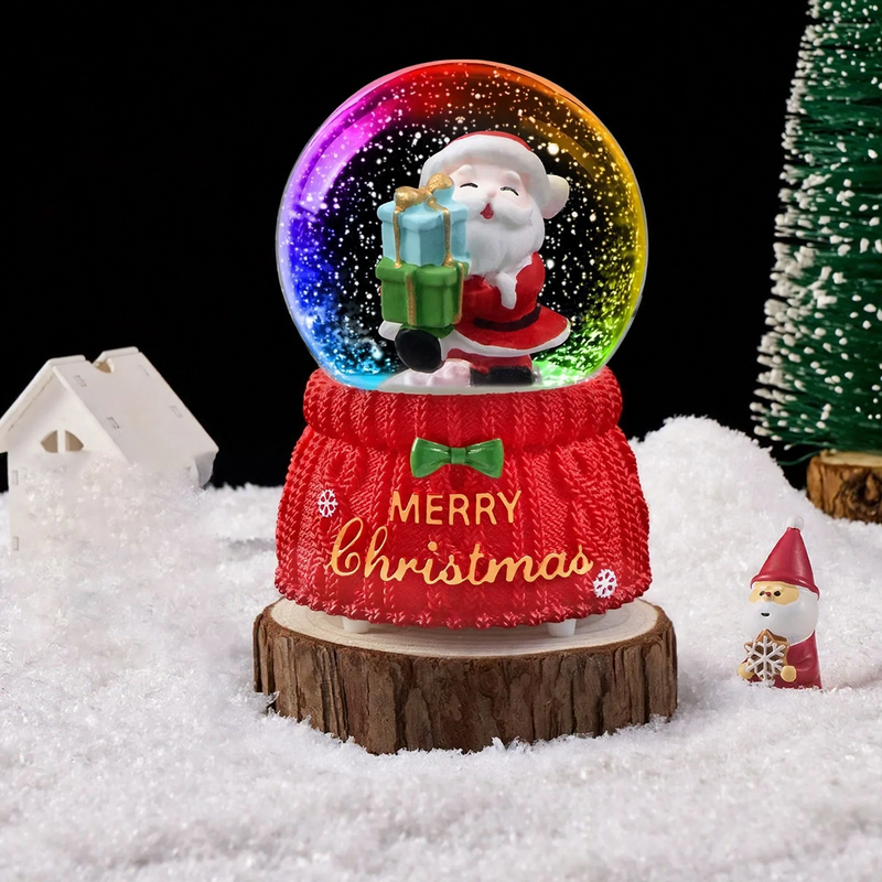 Christmas snow globe with light and music