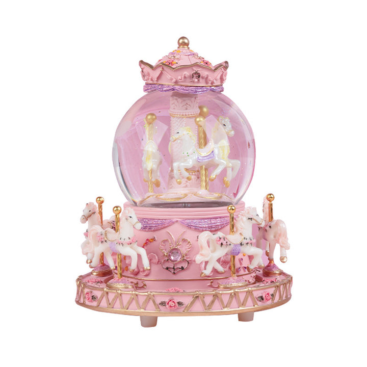 Carousel music box with glass orb