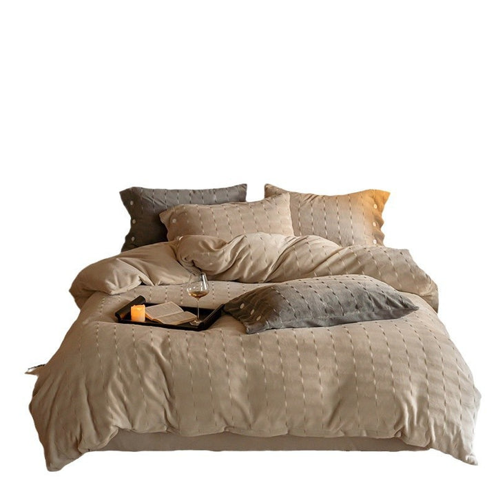 Milk fiber fleece bedding set, double-sided