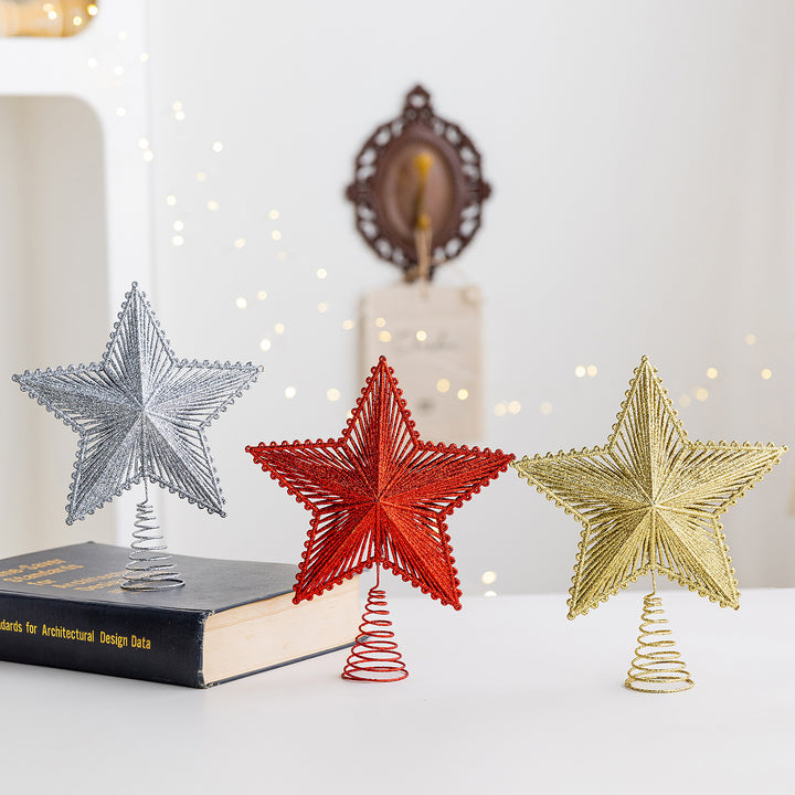 Christmas tree top star, plastic with glitter