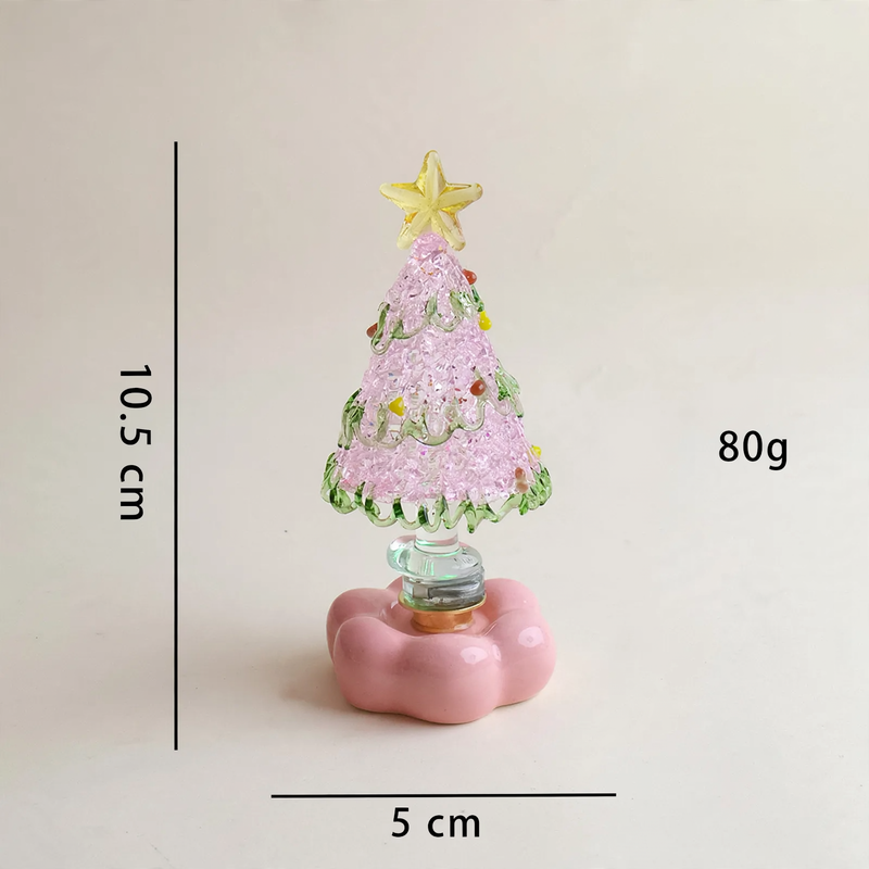 Decorative, rotating LED Christmas tree figure made of glass