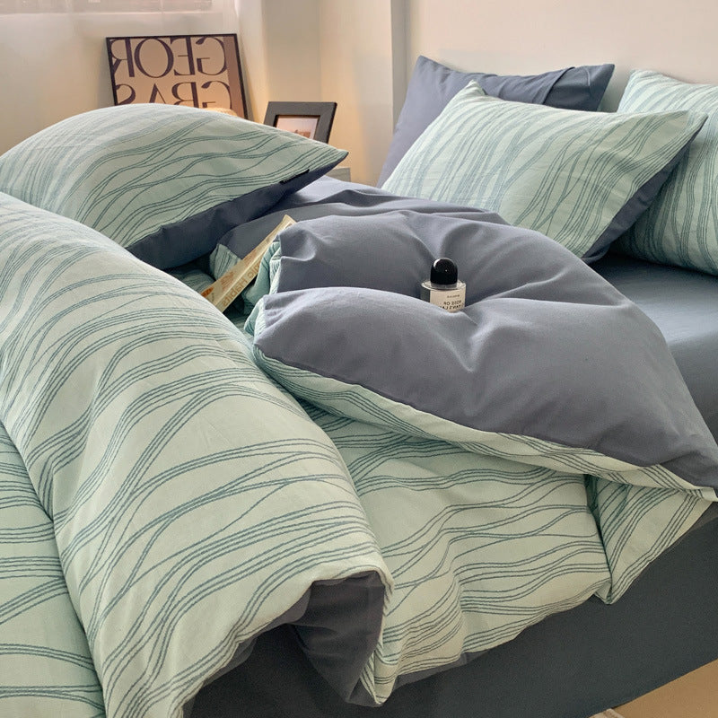 Diamond-patterned cotton bedding with jacquard design
