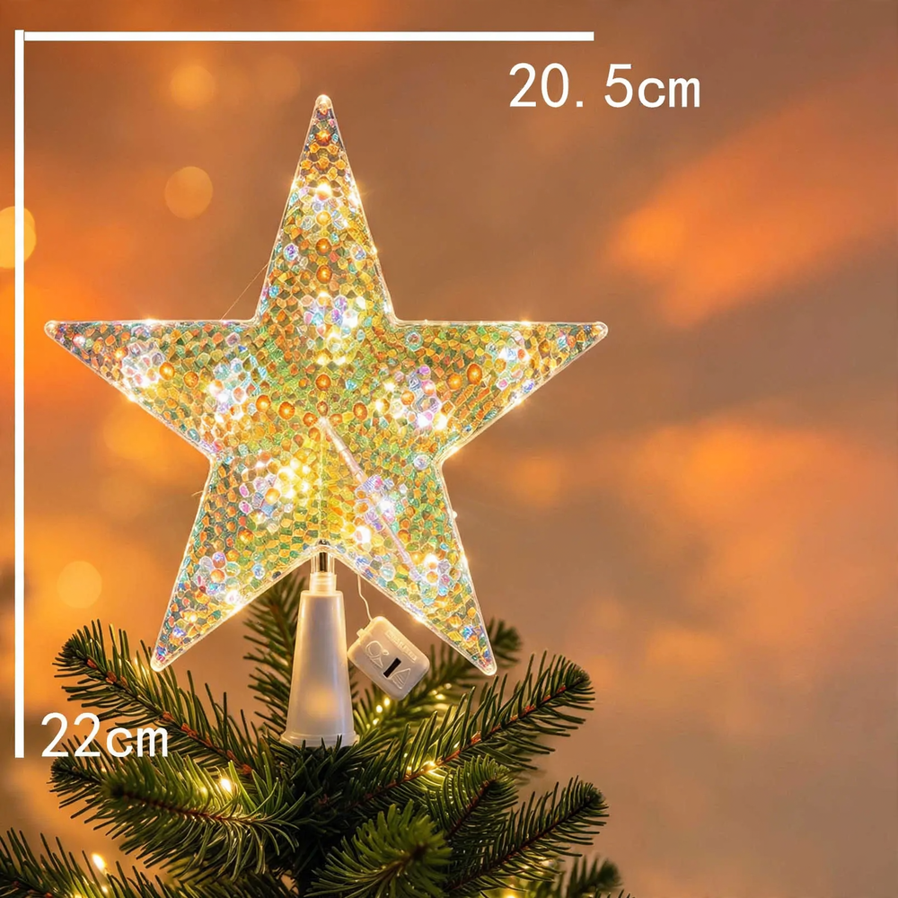 Illuminated Christmas tree topper star made of PVC