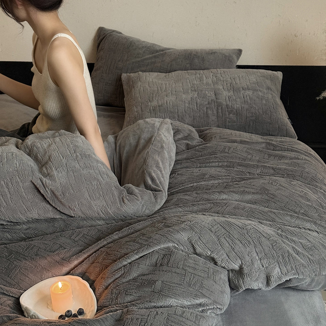 Heat bedding set, 4-piece, milk fiber, cartoon design