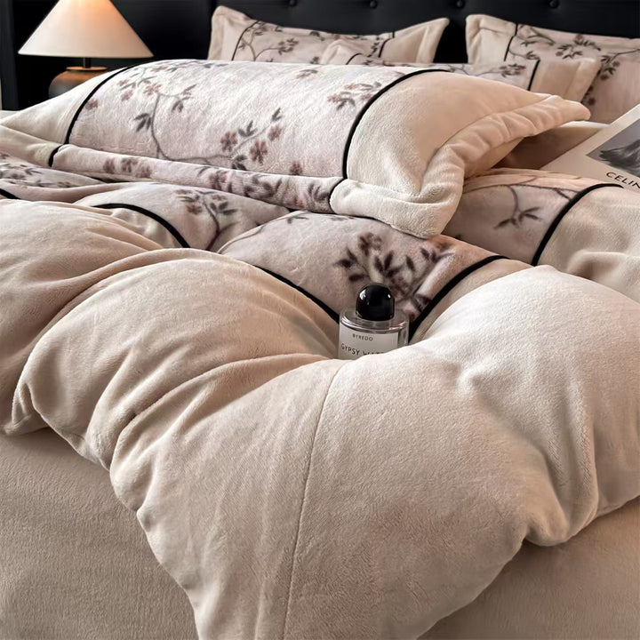 Milk fiber fleece bedding set, French luxury style
