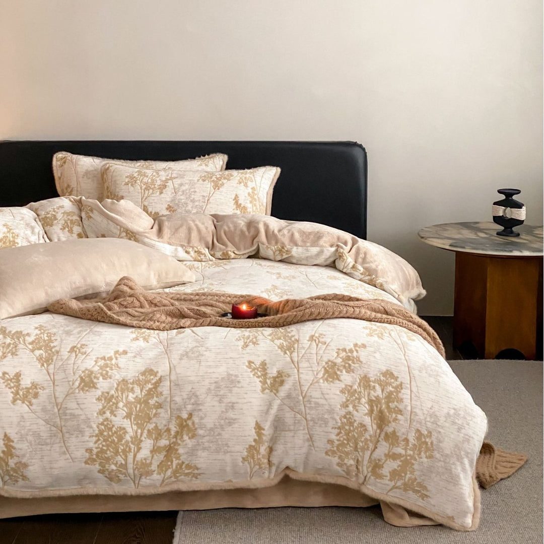 Milk fiber bedding set with 3D flower pattern