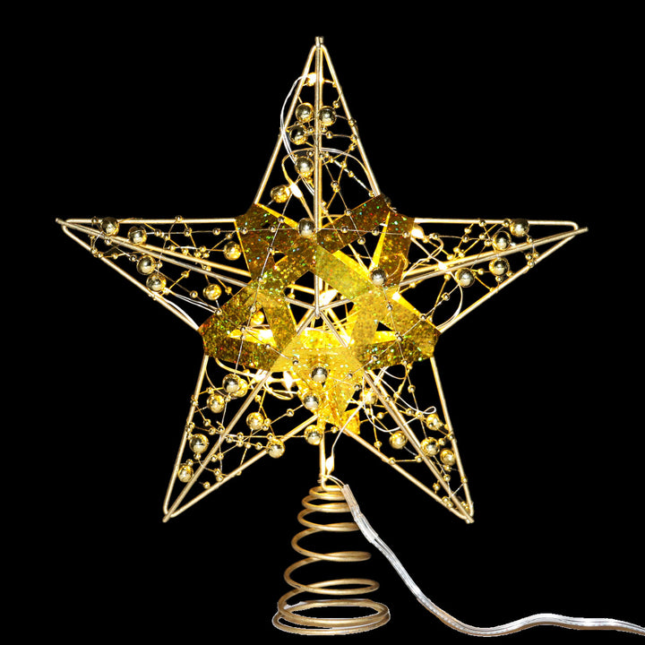 Christmas tree star top made of iron, illuminated
