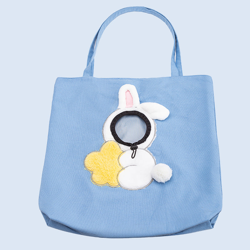 Pet transport bag made of canvas with animal motif