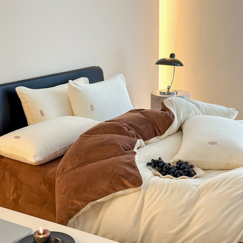 Milk fiber bedding set, solid colors, 4-piece