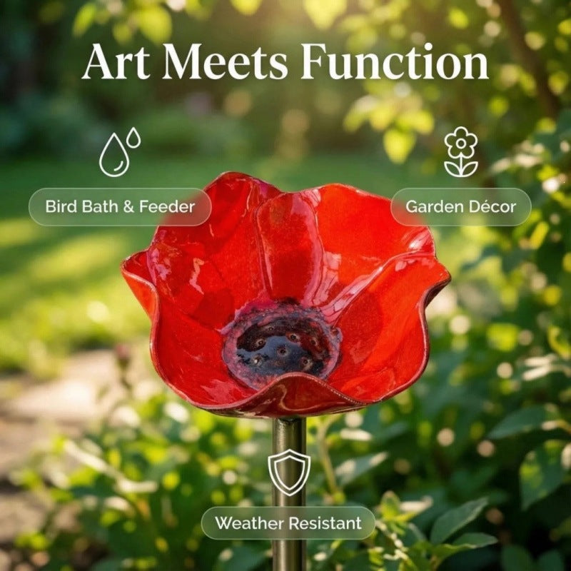 Decorative bird feeder made of metal in flower shape