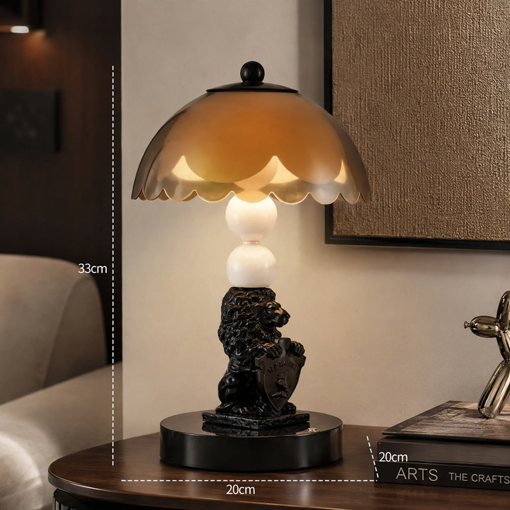 Lion table lamp, ABS, black, touch control