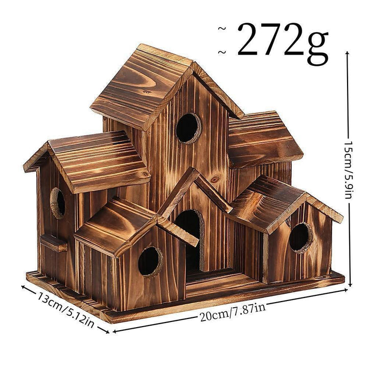 Rustic hanging birdhouse made of wood