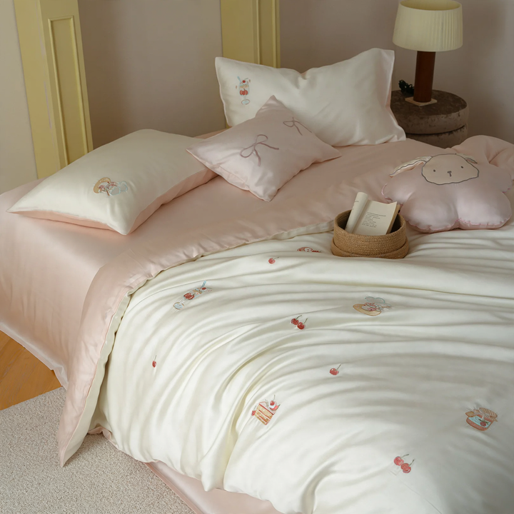 Lyocell bedding set, 60s, embroidery, summer