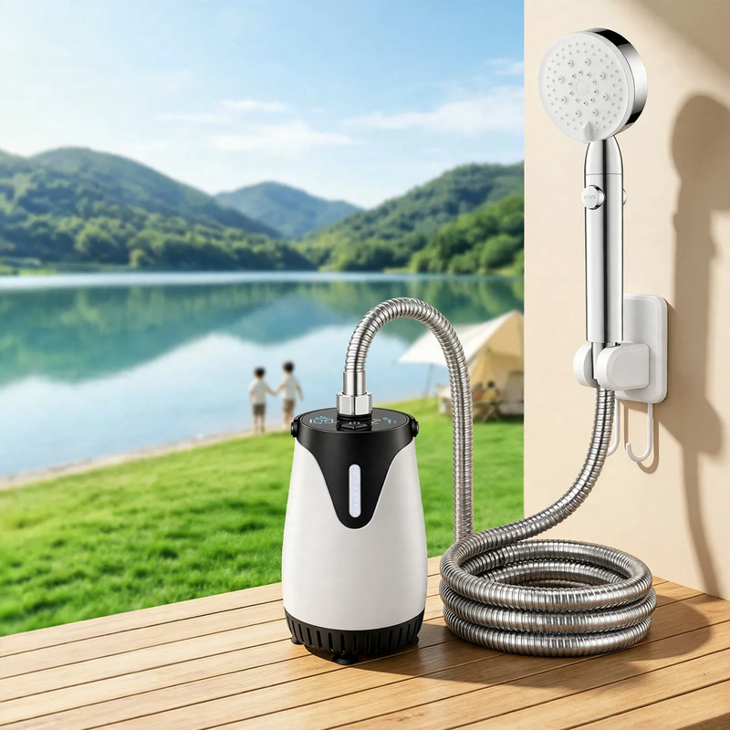 Electric portable shower system with pump